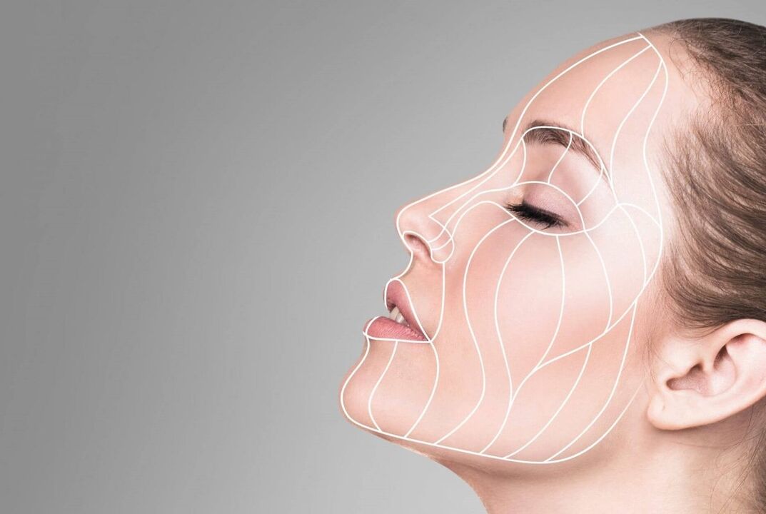 Línea de masaje facial para rejuvenecer la piel